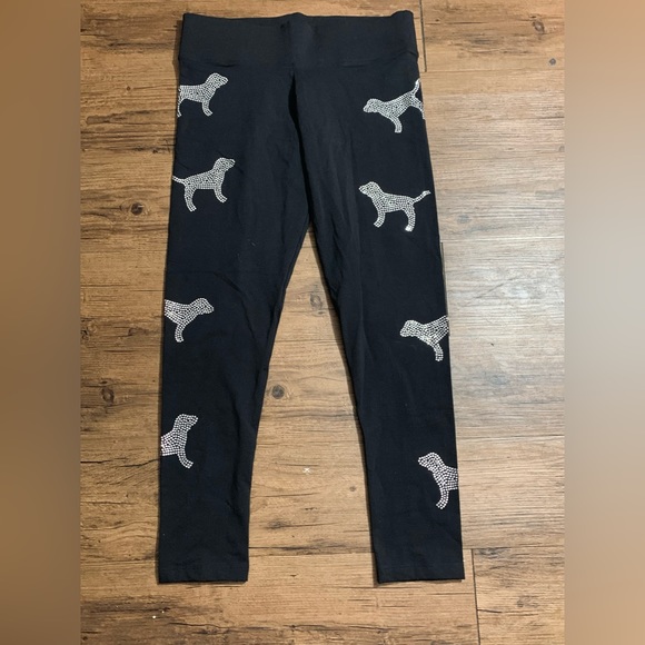 PINK VS RHINESTONE V NECK DOGGIE TSHIRT/ LEGGINGS OUTFIT SET L - Picture 8 of 12